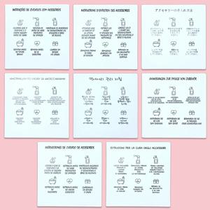 50PCS 6.5x6.5cm 다른 언어 사용자 정의 사각형 흰색 갈색 삽입 보석에 대 한 카드 케어 지침 DIY 액세서리