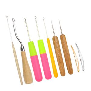 9 Pcs 구부러진 래치 후크 세트 크로 셰 뜨개질 바늘 Dreadlocks 도구 뜨개질 크로 셰 뜨개질 후크 머리 확장 도구 Braiding