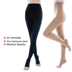 의료 압축 팬티 스타킹 스타킹 34-46mmHg 여성 허벅지 오픈 발가락 클래스 3 압력 지원 정맥류 스타킹 플러스 사이즈