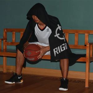 RIGORER 후드가 달린 속건성 부드러운 스포츠 목욕 타올, 농구 피트니스 트레이닝, 속건성 흡수성 러닝 타올