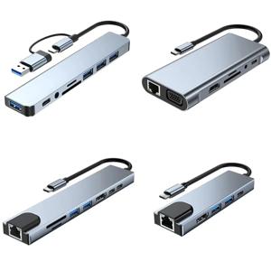 USB C 허브 유형 C 분배기 Thunderbolt 3 도킹 스테이션 노트북 어댑터(Macbook Air M1 iPad Pro 포함)