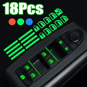 18 개/대 자동차 빛나는 문 창 리프트 버튼 스티커 자동차 Windows 제어판 데칼 자동차 인테리어 스티커 자동차 액세서리