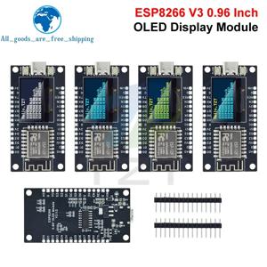 NodeMCU ESP8266 V3 개발 보드, 0.96 인치 OLED 디스플레이 CH340 ESP-12F WiFi 모듈 TYPE-C USB, Arduino/Micropython용