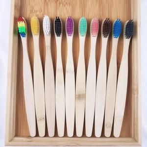 10pcs 대나무 칫솔 성인을위한 휴대용 친환경 나무 칫솔 칫솔 부드러운 치과 구강 케어