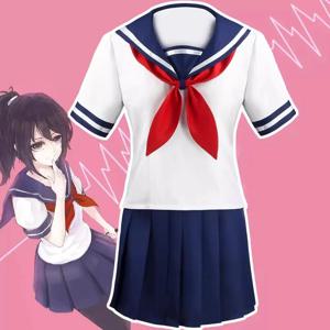 게임 Ayano Aishi 코스프레 애니메이션 의상 Yandere 시뮬레이터 Yandere Chan 선원 복장 고등학교 Jk 유니폼 복장 파티