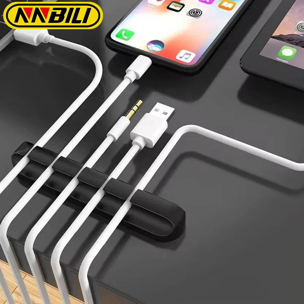 NNBILI 1/2pcs 실리콘 Usb 케이블 주최자 케이블 와인 더 데스크탑 깔끔한 클립 마우스 헤드폰 와이어 주최자 용 케이블 홀더 ﻿