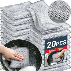 1-20PCS 매직 청소 천 두꺼운 양면 금속 강철 와이어 넝마 주방 접시 냄비 Washdishing 천 수건 청소 도구