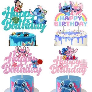 스티치 디즈니 생일 파티 장식 어린이 만화 파티 용품 생일 삽입 성별 공개 베이비 샤워 장식