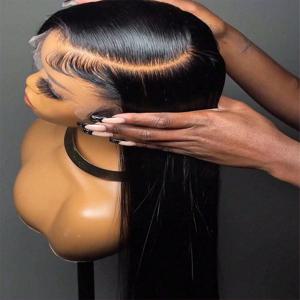 200% Hd 투명 뼈 스트레이트 13x4 레이스 정면 가발 Pre 뽑은 브라질 레미 헤어 5x5 Glueless 가발 여성을위한 인간의 머리카락