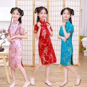 패션 어린이 cheongsam 현대 여자 드레스 여름 아기 파티 qipao 공주 의류 중국 스타일 소녀 드레스 vestidos