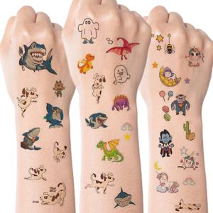 60pcs 어린이 귀여운 문신 방수 임시 스티커 만화 아보카도 인어 유니콘 공룡 바디 아트 팔 가짜 문신 여성 남성