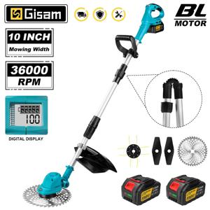 Gisam 10 인치 브러시리스 전기 잔디 깎는 기계 36000RPM 잔디 트리머 길이 Makita 18V 배터리 핀용 조정 가능한 정원 전동 공구