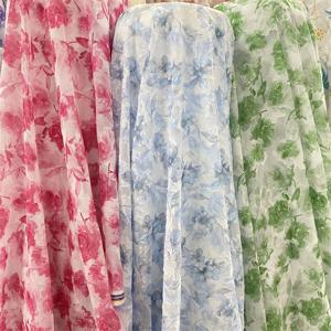 50cm 중국 스타일 꽃 자카드 쉬폰 원단 DIY 드레스 선 스크린 셔츠 하이 엔드 반투명 흐르는 부드러운 원단
