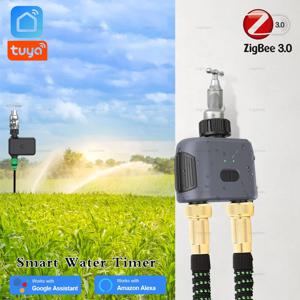Tuya 스마트 Zigbee 워터 타이머 정원 관개 1 2 콘센트 홈 자동 뿌리 급수 값 컨트롤러 Alexa Google