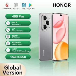 2025 새로운 HONOR 400 Pro 5G 글로벌 버전 스마트폰 200MP AI 메인 카메라 6.7인치 AMOLED 스크린 6000mAh 100W 유선 50W 무선