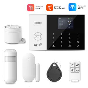 WIFI 투야 스마트 홈 433MHZ GSM 알람 시스템 도난 방지 알람 시스템 모션 감지기 무선 사이렌 스마트 라이프 앱 알렉사