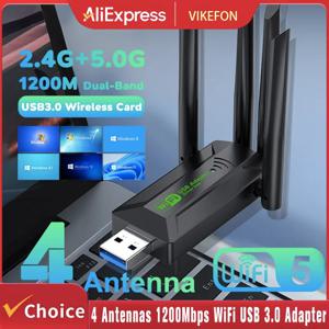 기존 4 안테나 1200Mbps WiFi USB 3.0 어댑터 2.4G/5GHZ 듀얼 밴드 WiFi 동글 무선 네트워크 카드 802.11AX For Win 10/11