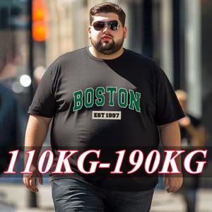 1XL-7XL 남자 티셔츠 캐주얼 느슨한 만화 프린트 티셔츠 플러스 사이즈 110-180kg 반팔 탑 소년 십대 패션 남성 의류