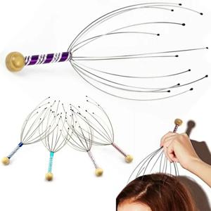 문어 머리 두피 마사지기, 근육 긴장 완화 바디 마사지기, 피로 제거, 금속 머리 이완 마사지기