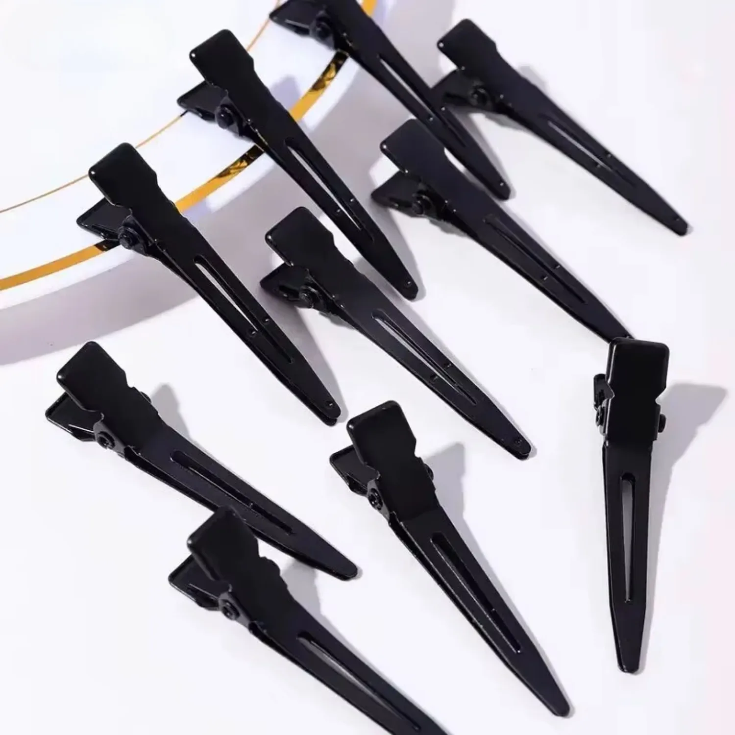 10PCS 검은 Duckbill 헤어 클립 Nonslip 악어 헤어 클립 이발사 살롱 스타일링 죽어가는 헤어 액세서리