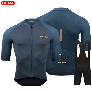 Raudax Team 2024 남성용 여름 짧은 소매 사이클링 저지 세트 MTB Maillot Ropa Ciclismo 자전거 착용 통기성 사이클링 의류