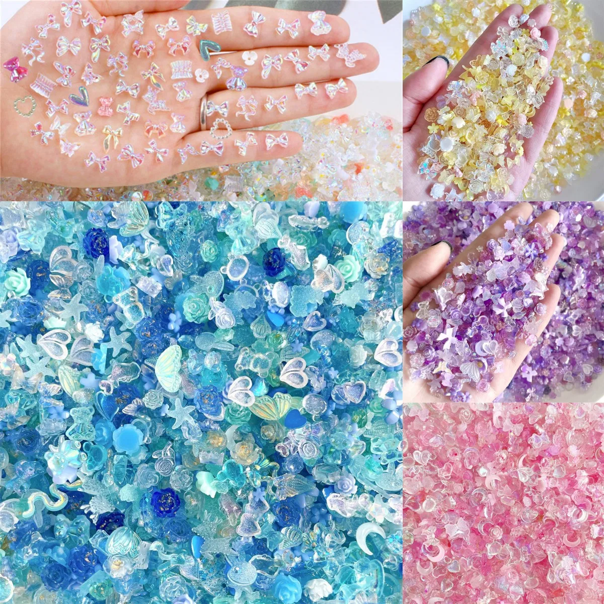50pcs 3D 다채로운 혼합 Kawaii 수지 네일 아트 라인 석 매력 절묘한 아크릴 쥬얼리 네일 장식 DIY 네일 액세서리