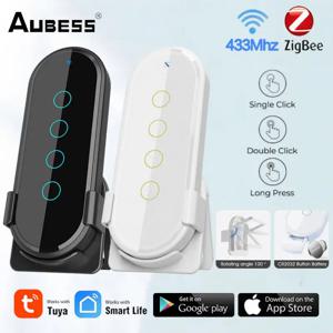 Tuya ZigBee 무선 스마트 스위치 4 갱 무선 원격 제어 터치 유리 패널 스마트 홈 Mulity RF433 Deveics에 적합