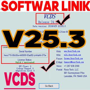 업데이트 소프트웨어 VCDS 2025 VAG COM OBD2 스캐너 VAG HEX V2 VW AUDI Skoda 좌석 용 USB 인터페이스 무제한 VIN 다국어 도구