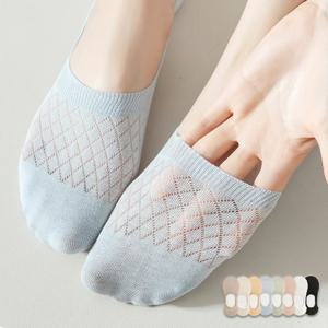 여성용 보이지 않는 보트 메쉬 양말, 미끄럼 방지 실리콘, 통기성, 편안한 메쉬 양말, 로우 컷, 초박형 삭스, 여름, 5 쌍
