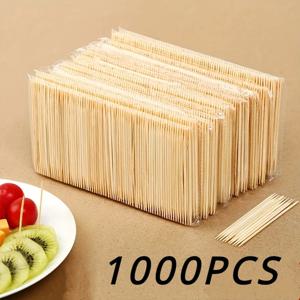 1000PCS 일회용 양방향 이쑤시개 천연 대나무 치실 홈 주방 레스토랑 호텔 휴대용 치아 청소 도구