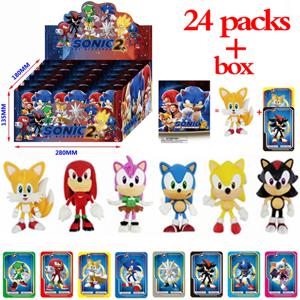 2-24pcs 애니메이션 소닉 블라인드 박스 피규어 미스터리 박스 게임 인형 그림 PVC 모델 장난감 어린이 생일 크리스마스 선물