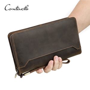 CONTACT'S 진짜 가죽 가족 여권 클러치 지갑, 빈티지 남성 여행 클러치 백, 여권 커버 카드홀더, 휴대폰 포켓
