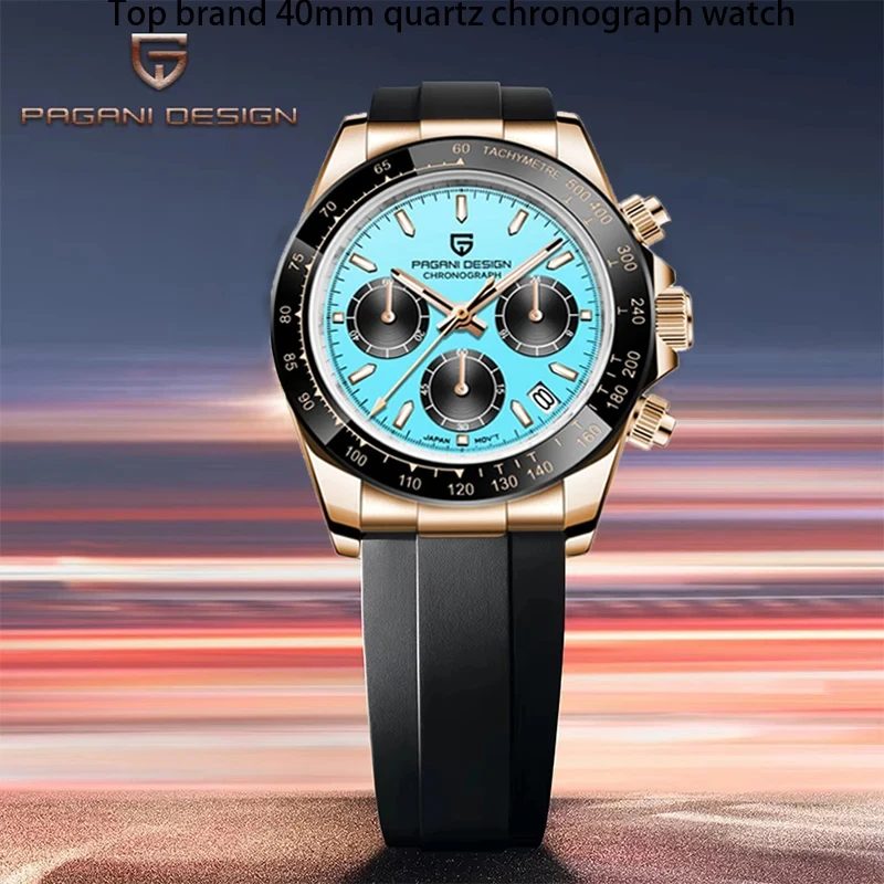 PAGANI DESIGN 남성용 쿼츠 비즈니스 시계, 탑 브랜드 럭셔리 시계, 크로노그래프 VK63, 2024 신제품