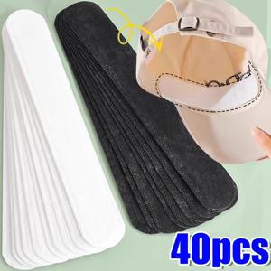 10/40pcs 여성 모자 땀 흡수기 스티커 남자 안티 먼지 스포츠 벨트 모자 림 보이지 않는 흰색 테이프 모자 크기 감속기 라이너 패드