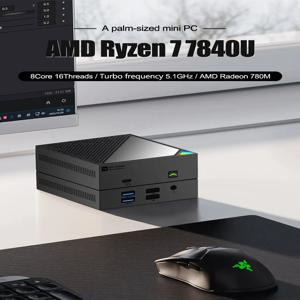 AMD Rayen R7 7840U R5 6600U 미니 PC HD DP 2*LAN 2.5G Type-C Win11 포켓 오피스/가정용 컴퓨터 16G LPDDR5 6400MHz Wifi6 BT5.2
