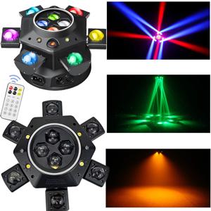 150W 6 헤드 이동 헤드 라이트 빔 레이저 스트로브 효과 DMX 무대 조명 풀 컬러 LED 빔 라이트 회전 DJ 디스코 파티 바