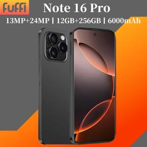 글로벌 비전 5G 스마트폰 안드로이드 노트 16 프로 6000mAH 12GB RAM 256G ROM 6.8인치 1920x1080HD 24+48MP MTK10 코어 4G 휴대전화