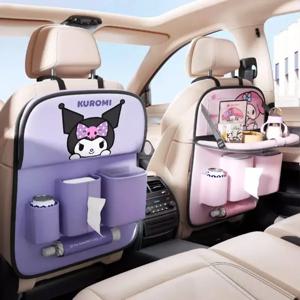 Sanrio 헬로 키티 자동차 좌석 뒷면 보관 가방 만화 Cinnamoroll Kuromi 차량 탑재 보관 가방 접이식 작은 테이블