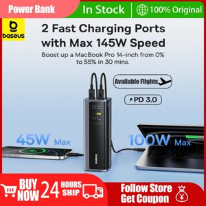 베이스어스 145W 보조배터리 20800mAh 듀얼 USB A USB C PD 100W 고속 충전 디지털 디스플레이 휴대용 보조배터리 (노트북, 휴대폰, 스팀용)