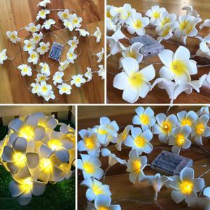 하와이 거품 인공 Plumeria 꽃 Led 스트링 라이트, 침실 홈 장식 배터리 작동 패어리 라이트, 웨딩 파티용