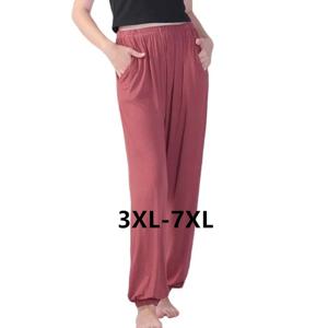 3XL-7XL 여성 잠옷 바지 새로운 모달 코튼 잠옷 가을 겨울 라운지 루즈 홈 바지 탄성 겉옷 Sportwear Pant