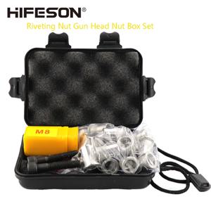 HIFESON 수동 리벳팅 너트 건 헤드 스테인레스 스틸 너트 세트, M3, M4, M5, M6, M8, M10 리벳터 리벳너트 도구 액세서리 상자 교체
