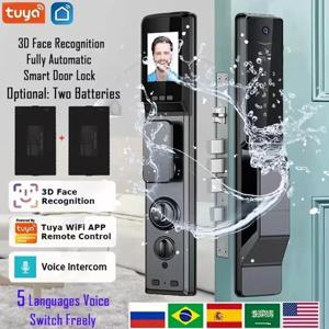 Tuya APP 얼굴 지문 암호 카메라 스마트 도어 잠금 장치 원격 음성 인터콤 전자 도어 잠금 장치 완전 자동