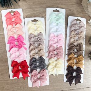 10 개/대 솔리드 컬러 키즈 활 아기 소녀를위한 헤어 클립 수제 리본 Bowknot 머리핀 바레트 새해 헤어 액세서리