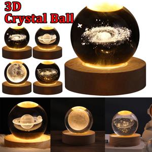 USB LED 야간 조명, 갤럭시 크리스탈 볼 램프, 3D 행성 달 램프, 가정 장식