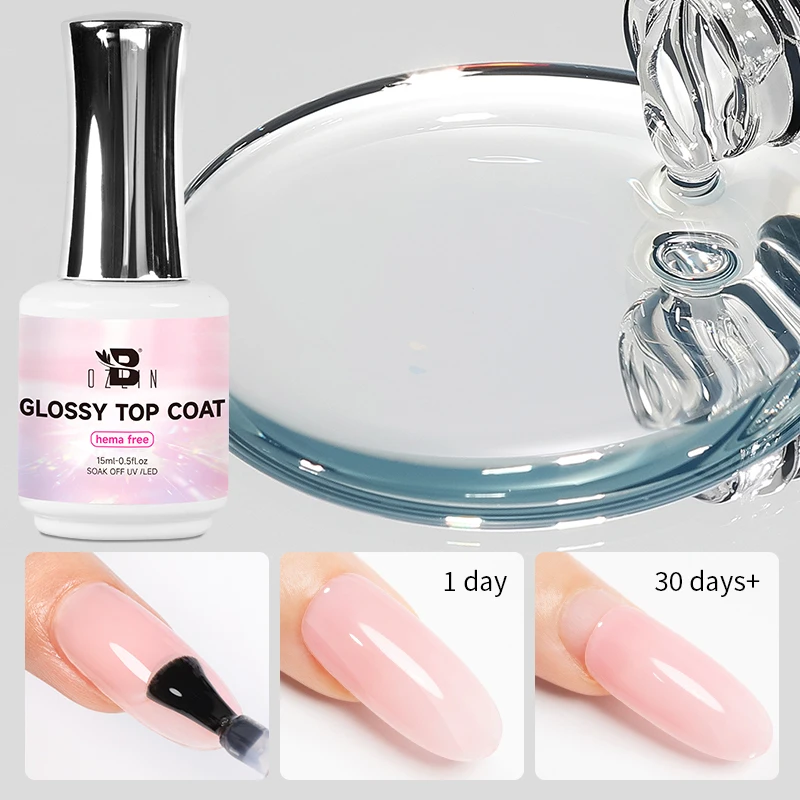 AWStorG 15ML 글로시 탑 코트 젤 네일 폴리시 업그레이드 슈퍼 샤인 젤 탑 피니시 닦아내지 않음 세미 퍼머넌트 UV 베이스 젤 파운데이션