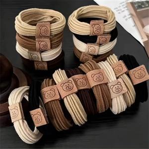 20Pcs MS 사용 귀여운 곰 로고 헤어 로프 여성 포니 테일 헤어 타이