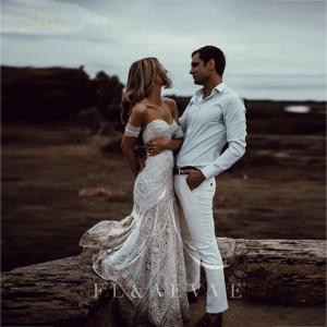 FL & AEVVE 맞춤형 Boho 레이스 인어 웨딩 드레스 이동식 슬리브 연인 신부 가운 Vestido De Noiva 공식 드레스