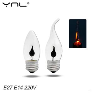 LED 촛불 전구 E14 E27 LED 불꽃 효과 전구 AC220V 에디슨 에뮬레이션 화재 조명 빈티지 홈 장식 앰플 촛불 전구