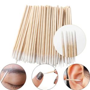 300Pcs 손톱 아트 우드 면봉 클린 스틱 버드 팁 큐티클 푸셔 헤드 매니큐어 디테일 교정기 매니큐어 리무버 도구